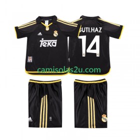 Camisolas de futebol Real Madrid GUTI.HAZ 14 1999 2001 Retro Criança Equipamento Alternativa Manga Curta